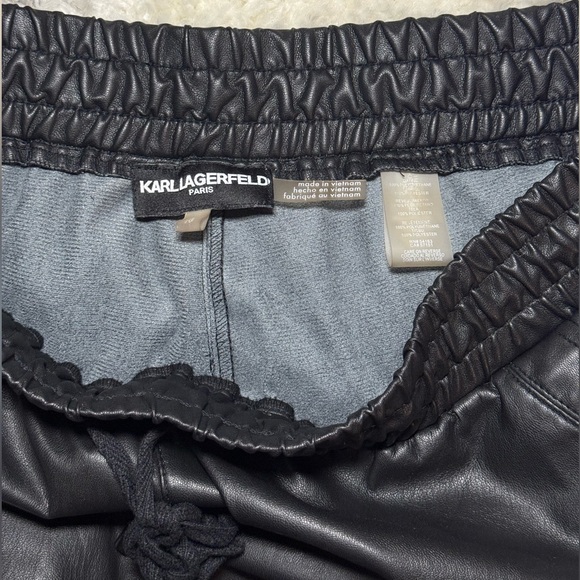 Karl Lagerfeld Paris Vegan Leather Drawstring Joggers - Picture 7 of 7